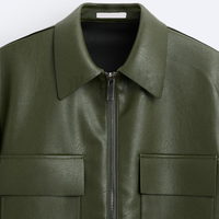 YUCHEN Blouson Safari en Cuir Décontracté Broderie Personnalisée pour Homme Vestes d'Hiver Tissées Décontractées pour Homme Vêtements de Travail
