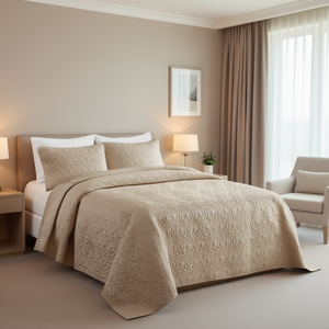 Juego de Cubrecama Acolchado de 3 Piezas Db Khaki King Size, Diseño Clásico Sólido para Uso en Hoteles en Verano - Product Image 2