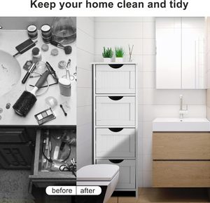 Cassettiera moderna alta in legno con 4 cassetti di grande capacità per soggiorno camera da letto - Product Image 4