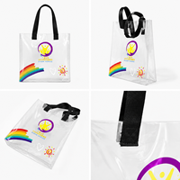 Sac fourre-tout transparent en PVC avec logo personnalisé, sac de shopping imperméable, sac à main en plastique réutilisable pour les événements commerciaux, emballage cadeau