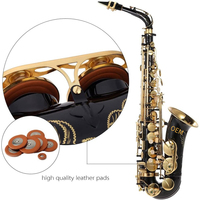 Saxophone Alto Mi Bémol Professionnel Fait Main en Laiton Noir et Or Sculpté, Vente en Gros d'Usine Chinoise, Sans Marque Personnalisée (OEM), avec Étui
