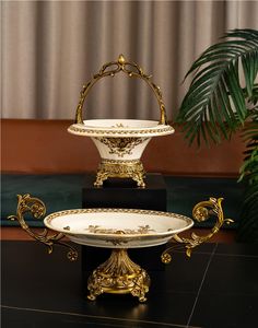 Brass Flower Vase for Hotel - Floral Painted White Enamel Bedside Decor - Product Image 4