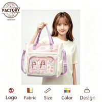 Sac fourre-tout multifonctionnel Ita, sac bandoulière avec poche avant transparente pour la présentation de badges et de photocartes, grande capacité, léger, OEM ODM