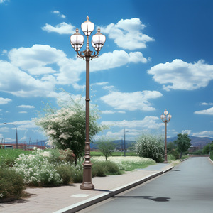 Outdoor Garden <b>Light</b> Post <b>LED</b> Iron Pole Glass Shade 2700K Warm White IP66 AC Powered Non-Detachable Fixture <b>Motion</b> <b>Sensor</b> - Product Image 5