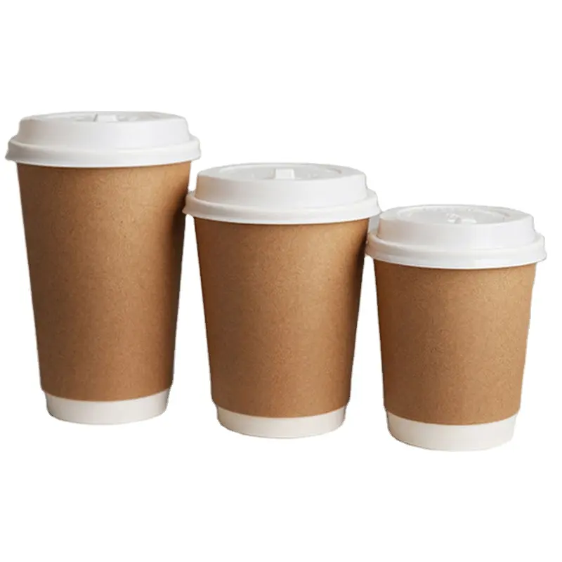 Tasses à café double paroi jetables biodégradables, en acier inoxydable, 4oz 5oz 8oz 12oz 16oz 22oz 26oz, personnalisés