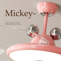 Ventilateur de plafond mini design moderne de luxe 42 pouces avec lumière LED, télécommande, lampe rétractable, corps en métal crème - Prix usine