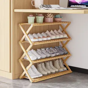 Simple Space Saving Storage Rack Bamboo Shoe Cabinet Shelf Custom Modern Bamboo Shoe Rack