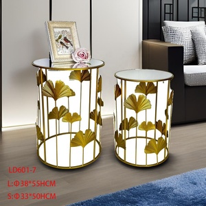 Lander thiết lập của 2 bán buôn kim loại vòng Bàn cà phê tùy chỉnh vàng trang trí hiện đại bảng phụ cho phòng khách - Product Image 4