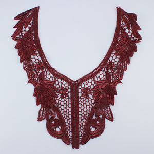 Encaje Químico Guipur para Manualidades, Aplique para Escote, 100% Poliéster, Negro, Blanco, Flores, Cuello de Encaje, Bordado - Product Image 1