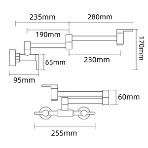 <span class=keywords><strong>Mitigeur</strong></span> de <span class=keywords><strong>cuisine</strong></span> pliant mural en laiton avec robinet de lavabo d'eau froide et chaude à trois interrupteurs - Product Image 6