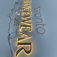 Letrero de canal 3D personalizable para exterior, letrero de tienda impermeable LED, señalización publicitaria, decoración de pared de oficina de Metal dorado rosa