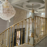 Escalier Meixi haut de gamme sur mesure, garde-corps moderne en aluminium, balustres en verre, colonnes en laiton massif motif tournesol, pour escalier résidentiel 1