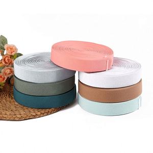 Garment Decoration Custom logo Label Soft Colored Woven 10cm Long Ribbon Twill Recycled Elastic Band - Product Image 1