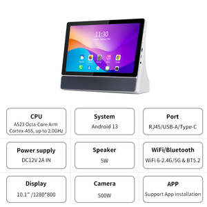 Oem ODM 10.1-inch <span class=keywords><strong>Android</strong></span> 13 với Wifi <span class=keywords><strong>Bluetooth</strong></span> RJ45 cho bảng điều khiển cho video cuộc gọi bằng giọng nói màn hình cảm ứng loa cho nhà thông minh - Product Image 2