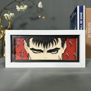 Lampada Notturna Anime <span class=keywords><strong>Berserk</strong></span> Guts con Musica per Decorazione Camera da Letto, Cornice in Legno con Intaglio di Carta <span class=keywords><strong>Manga</strong></span>, Controllo Touch - Product Image 3