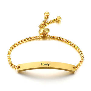 Pulsera Cubana Personalizada con Nombre, Chapada en Oro de 14k/18k, Acero Inoxidable 316L, Pulseras Grabables para Bebés y Niños - Product Image 2