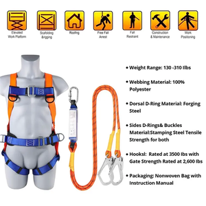 Arnés <span class=keywords><strong>de</strong></span> Seguridad Ajustable para Trabajos en Altura, Rescate, Espeleología, Rappel, Protección Corporal Completa, Protección <span class=keywords><strong>de</strong></span> Cintura para Escalada - Product Image 5