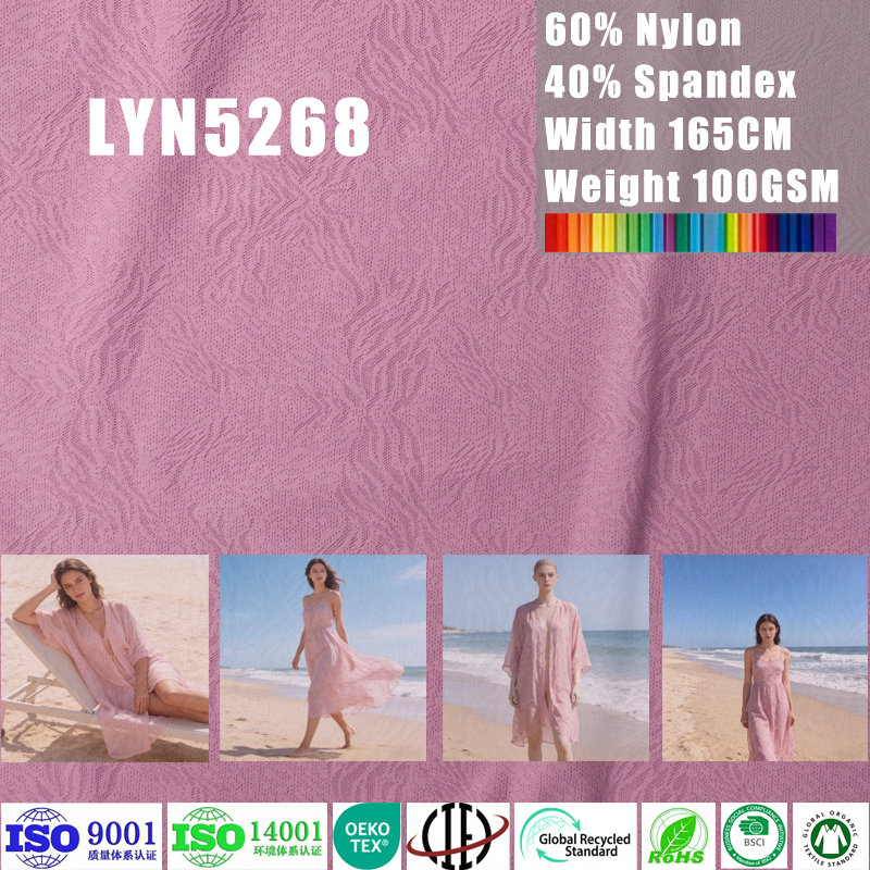Super Stretch Breathable Lightweight Nylon Spandex Geometric Diamond Jacquard Knit Fabric 100gsm Sheer Quick Dry Material Beach