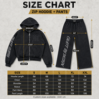 Ensemble streetwear OEM personnalisé : Hoodie court zippé coupe boxy et pantalon large 500 GSM, délavé à l'acide, effet vieilli, appliqué, sérigraphié, épaules tombantes