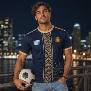 Maglia da tifoso della nazionale uruguaiana - T-shirt retrò Ocean Lighthouse con stampa 3D completa ad asciugatura rapida - Bandiera del sole nascente di maggio - Product Image 5
