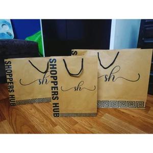 Shoppers Hub Kraft Paper <b>Bags</b> Twisted Handles Offset Printing Classic Style Recyclable Standard Flat <b>Bag</b> Business Shopping - Product Image 1