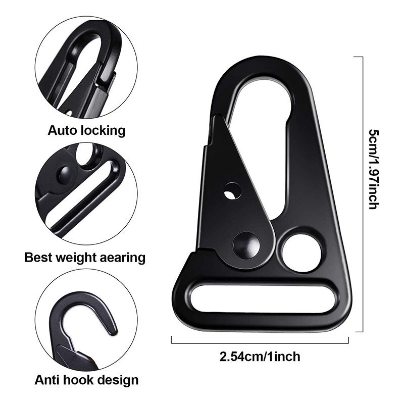 BT-Z012 1 ''Kẽm Hợp Kim 25Mm Olecranon Sling Clip Đen Carabiner HK Clip Xoay Snap Hook Cho Túi Vải Kim Loại Khóa Móc