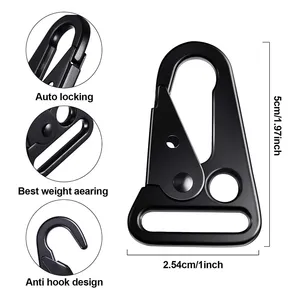 BT-Z012 1 ''Zinc Alloy 25mm Olecranon Sling Clips Black Mosquetão Hk Clip Swivel Snap Gancho Para Sacos Webbing Metal Buckle Hooks