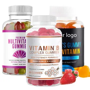 Oem Suplemen Kesehatan Infused Melatonin Sleep Plastic Candy Jar Multivitamin Vitamin Candy Gummies