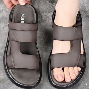 Sandales personnalisées pour hommes en cuir de qualité supérieure, à double usage, <span class=keywords><strong>ultra</strong></span>-douces, antidérapantes, respirantes, décontractées, pour l'été, la randonnée en plein air, la plage, des tongs - Product Image 4