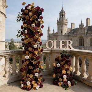 ฉากหลังงานแต่งงาน จัดดอกไม้ประดับ ดอกกุหลาบแดงประดิษฐ์ รูปทรงโค้งรูปหัวใจ สำหรับขอแต่งงาน ตกแต่งงานหมั้น - Product Image 1