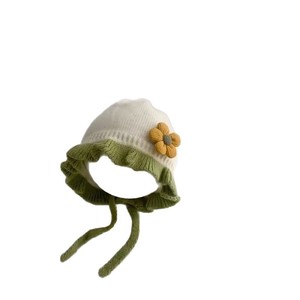 Xi Boyu – chapeau tricoté pour bébé avec fleur, bonnet chaud pour filles de 0 à 24 mois, automne et hiver - Product Image 5