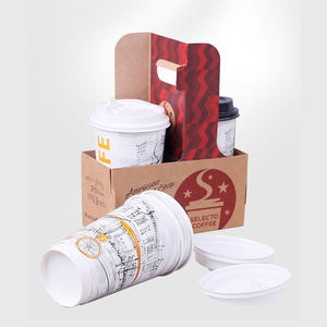 حامل أكواب قهوة ورقية للاستخدام مرة واحدة صديق للبيئة مع مقبض، عبوة من قطعتين للنبيذ والتيكيلا - Product Image 3
