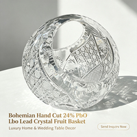 Panier à fruits en cristal sculpté à la main avec 24% de PbO, panier cadeau de luxe, centre de table, ornement pour la réception d'hôtel, événement de banquet