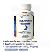 Capsules de mélatonine 20 mg de marque OEM, 60 capsules, compléments alimentaires pour le sommeil, compléments alimentaires