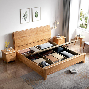 Eco-friendly Low Formaldehyde North American Solid Wood <b>Bed</b> Northern Style Rustic Hardwood <b>Platform</b> Bedroom Furniture - Product Image 3