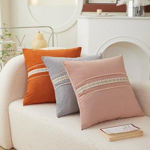 Nordic Solid Color <strong>Decorative</strong> <strong>Throw</strong> <strong>Pillow</strong> Soft Mink Butterfly Lace Patchwork Cushion Cover - Product Image 6