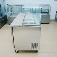 Réfrigérateur commercial à mode de refroidissement par air forcé, 2 portes, température unique, pour table de préparation de salades, comptoir de présentation de salades