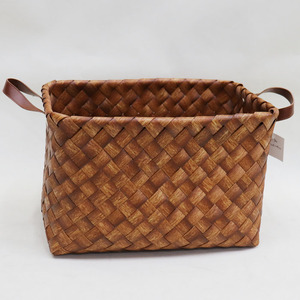 Rectangle PP hand woven storage basket toy clothes shoes portable storage box bin plastic waterproof and washable picnic basket
