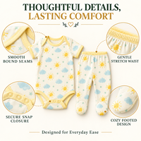 Ensemble de layette d'été pour nouveau-né, 6 pièces, en coton biologique, antibactérien, respirant, avec bonnet, bavoir et moufles, unisexe, échantillon de 7 jours
