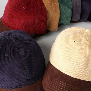 Casquette Dad Hat en velours côtelé bicolore personnalisée, style américain, en tissu, pour les fêtes, avec caractéristiques de tissu courantes pour l'automne - Product Image 6