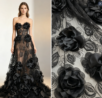 Prêt à être expédié, nouvelle arrivée 2026, luxe. Robe de soirée de luxe en organza noir 3D avec roses, plusieurs couleurs, pour mariage à Dubaï, USA, Europe