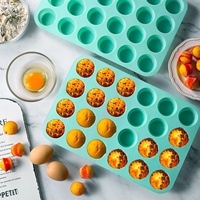 Moule à pâtisserie en silicone rond à 24 cavités, parfait pour la cuisson de mini-gâteaux et de pâtisseries pour le thé de l'après-midi