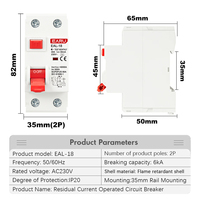 Disjoncteur différentiel électromagnétique de type A RCCB RCD 2P 10/30/100/300mA, interrupteur de sécurité EAL-18-A