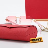Nouvelles Lunettes de Soleil Tendance Haut de Gamme Forme Corne de Buffle Petites Carrées Sans Monture Rectangulaires pour Hommes et Femmes