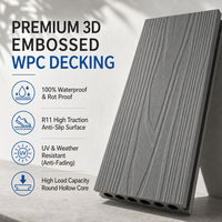Planche de terrasse WPC extérieure moderne brossée à clipser, revêtement de sol co-extrudé gaufré 3D, surface antidérapante pour patio, jardin, complexe hôtelier -5