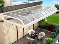Auvent de toit en polycarbonate à cadre en alliage d'aluminium de luxe utilisé pour l'auvent de balcon de cour auvent télécommandé