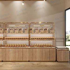 Kainice Présentoir à pain frais Armoire à plateaux en bois et métal pour pain grillé Pâtisserie Support à pain élégant avec haute visibilité - Product Image 1