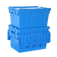 Bacs de rangement empilables en plastique robuste avec couvercle articulé pour déménagement, vente en gros