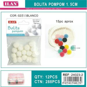 Iln White <b>Wool</b> Pompom 1.5 Cm <b>Craft</b> Decorations - Product Image 1