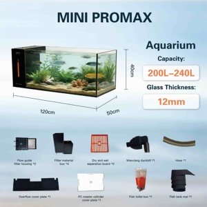 Aquarium personnalisé Relaxlines 200L, aquarium écologique intégré à angle droit, aquarium en verre blanc, aquarium ornemental - Product Image 2